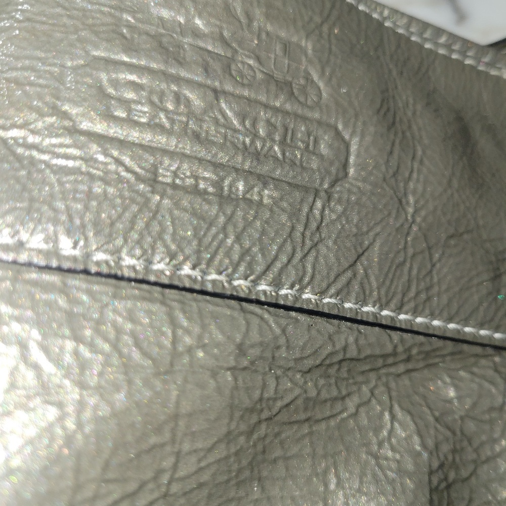 Coach Zoe Pewter Shiny Patent Shoulder Bag